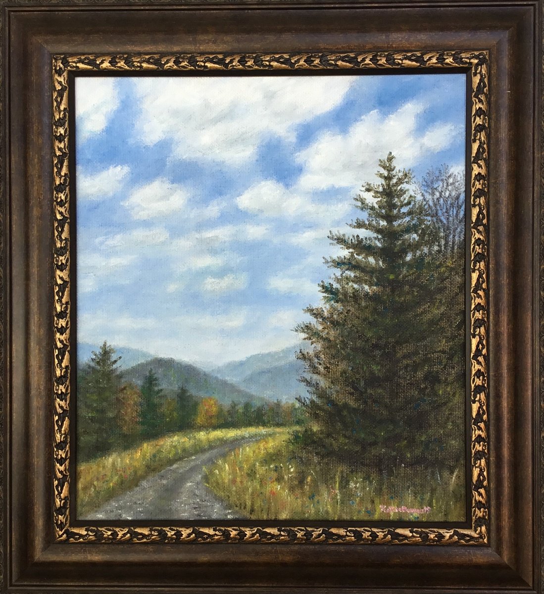 Photorealistic Landscape Oil Painting By Kathleen Mcdermott, 20 X 22", Mountain Journey, Original Artwork