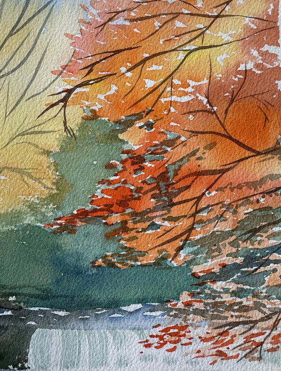 Autumn energy of forest and water