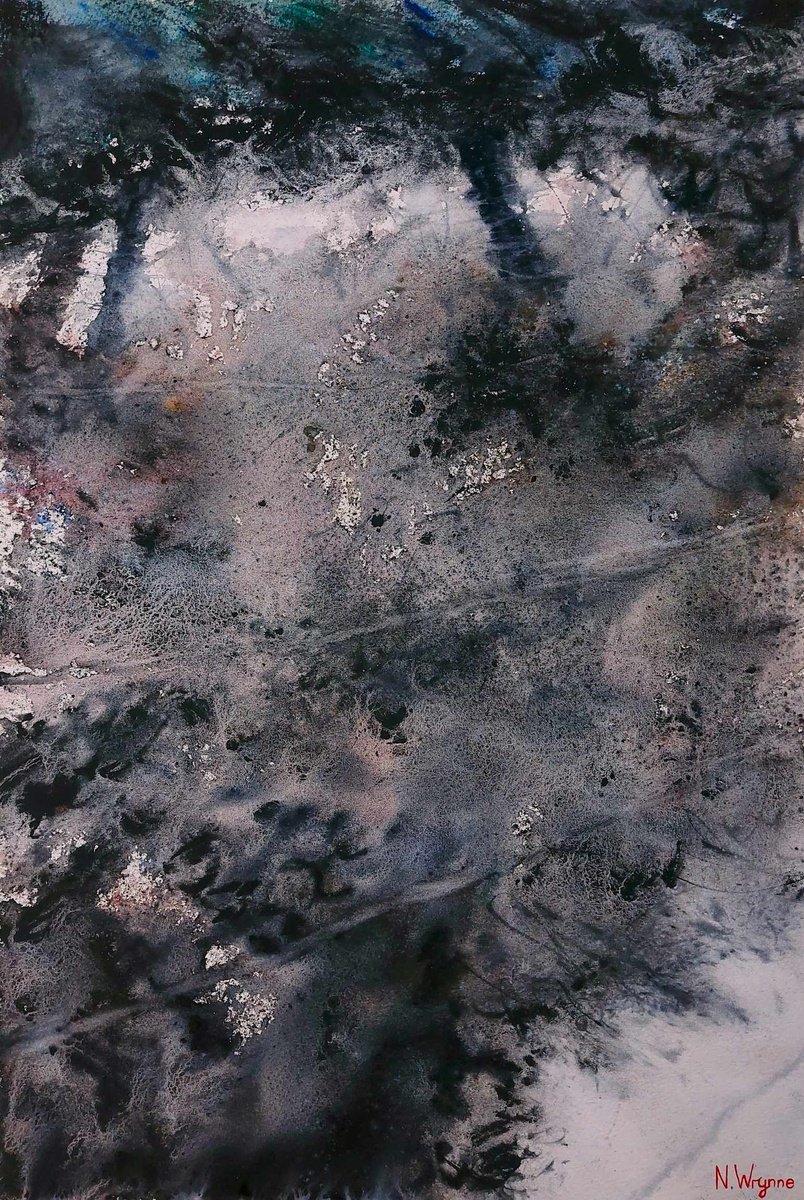 Abstract Landscape Watercolour By Neil Wrynne, 15 X 22", Dead Calm, Original Artwork