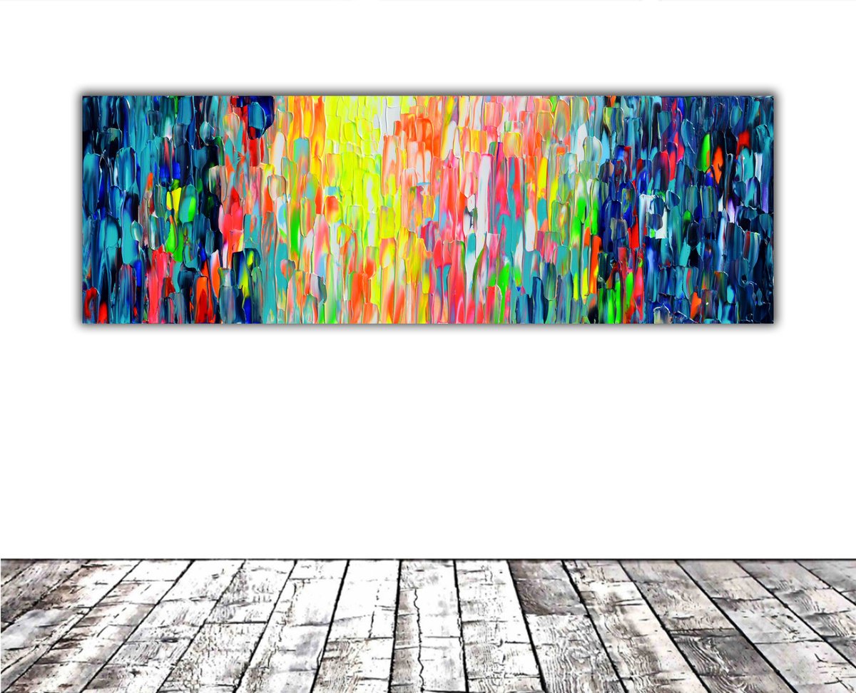 Impressionistic Abstract Acrylic Painting By Soos Tiberiu, 47 X 16", Small Gypsy Girl, Original Artwork