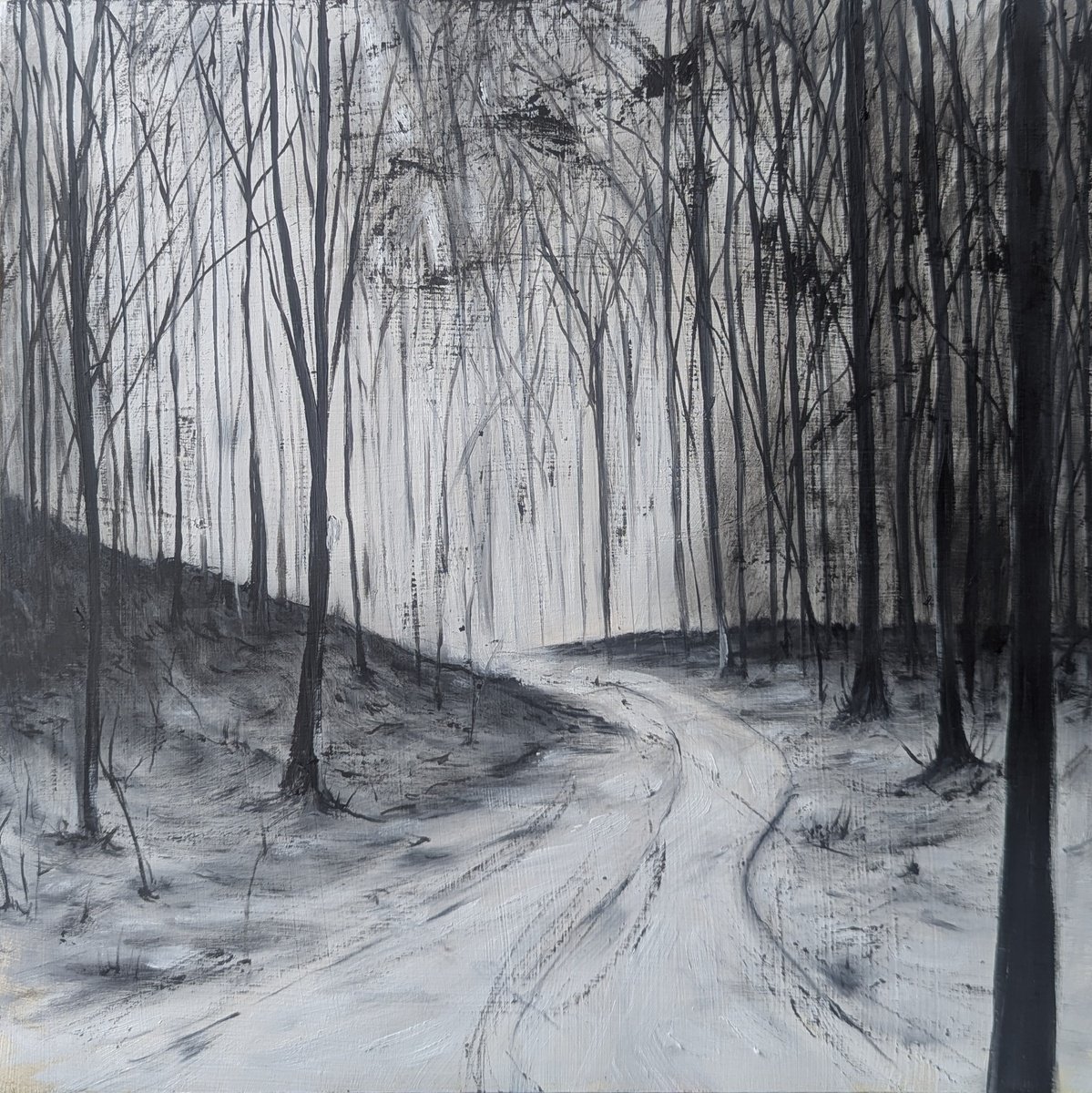 Photorealistic Landscape Oil Painting By Sophie Adair, 12 X 12", On A Winters Night, Original Artwork