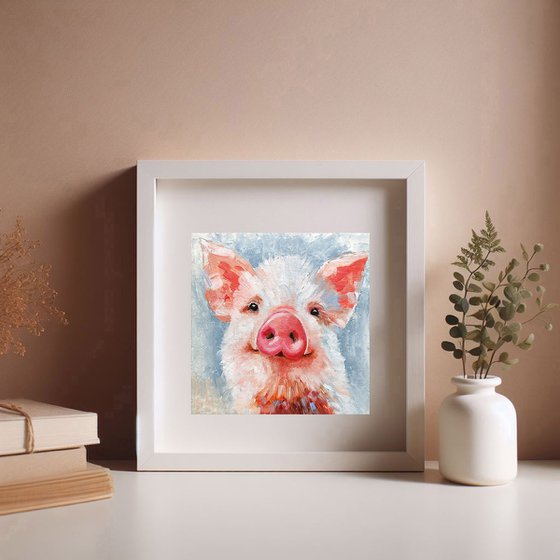 Little pig oil painting 15x15 cm