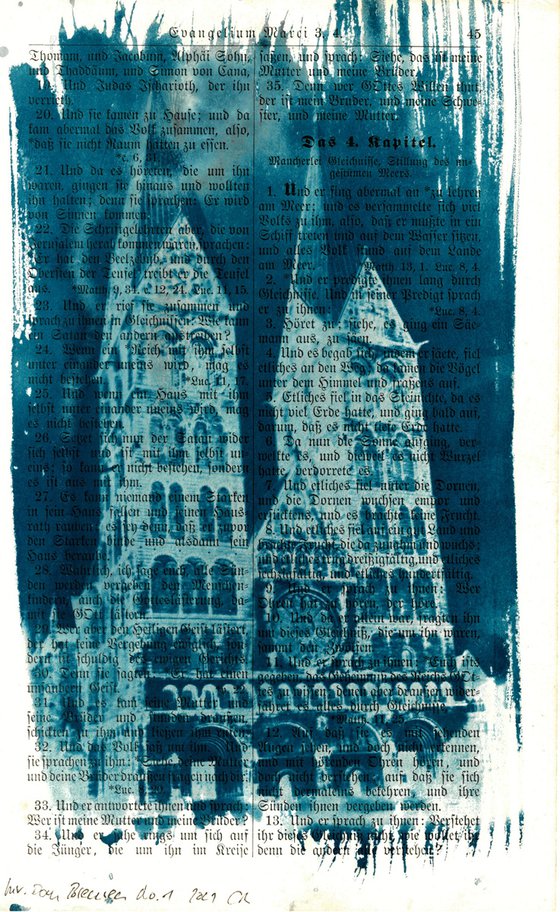 Cyanotype - Bible - Bremer Dom Inverted