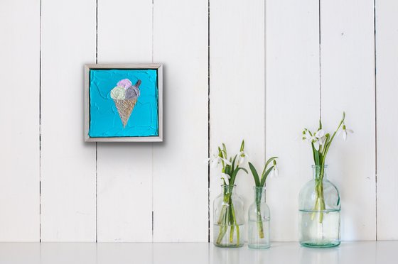 Ice cream on teal (framed)