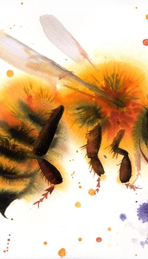 Bee #1 - Bee watercolor painti by Olga Beliaeva Watercolour