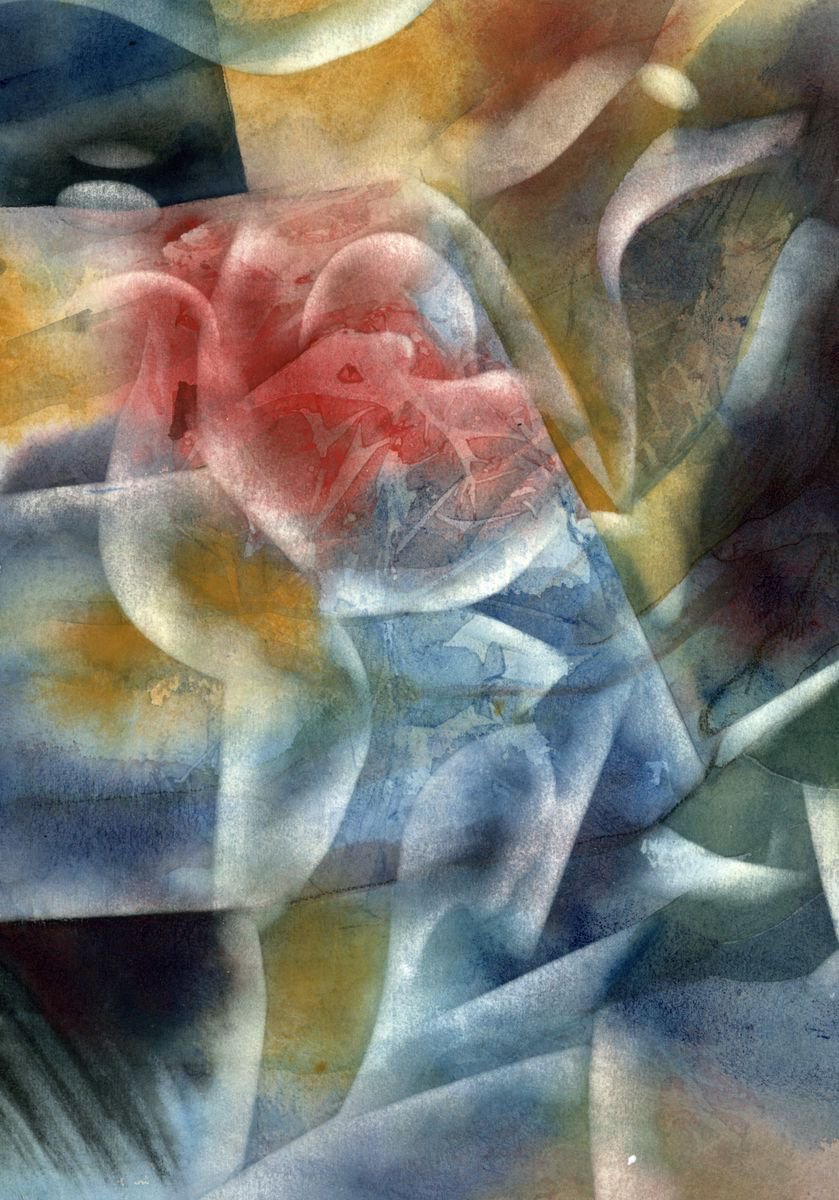 Abstract Watercolour By Alfred Ng, 12 X 17, Bodyscape #3, Original Artwork