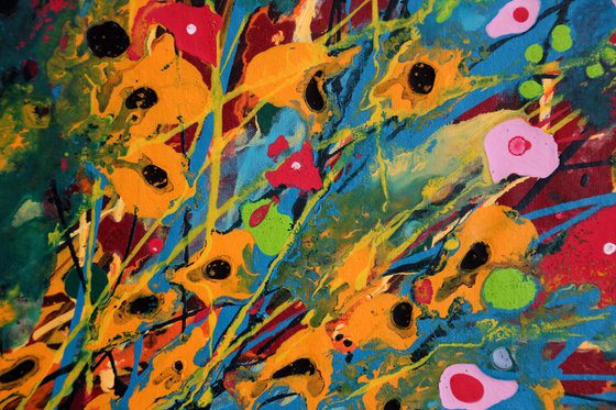 Folie Des Fleurs #7 - Super sized original abstract floral landscape
