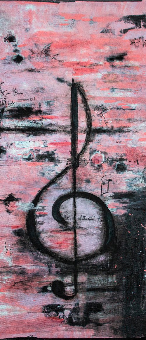 Big size abstract painting TREBLE CLEF by Mila Moroko