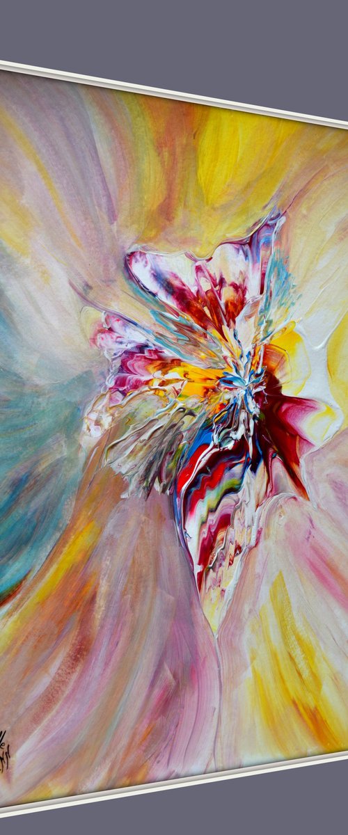Love - free shipping - abstract - palette knife painting - art paper by Isabelle Vobmann