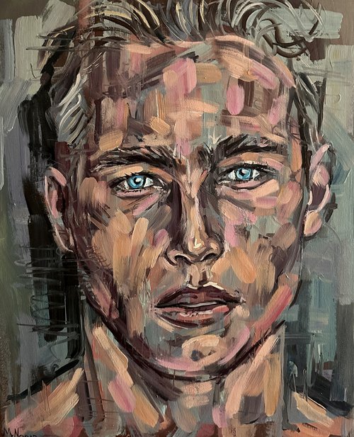 Young man portrait painting by Emmanouil Nanouris