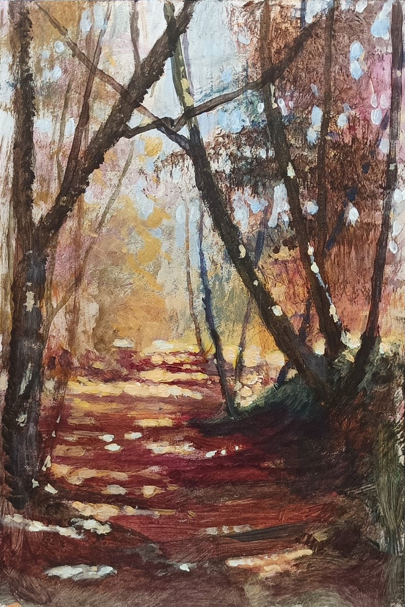 Impressionistic Landscape Acrylic Painting By Alan Harris, 8 X 12, The Path, Original Artwork