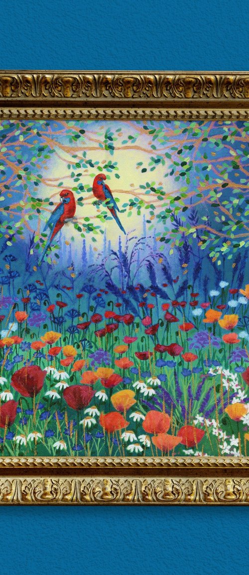 Parrots and Poppies by Lisa Mann