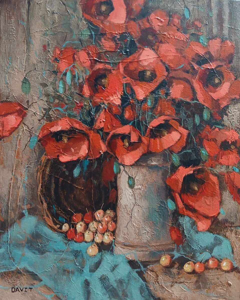 Crimson Poppies By Davit Arstamyan, 16 X 20, Artwork For Sale On Artfinder