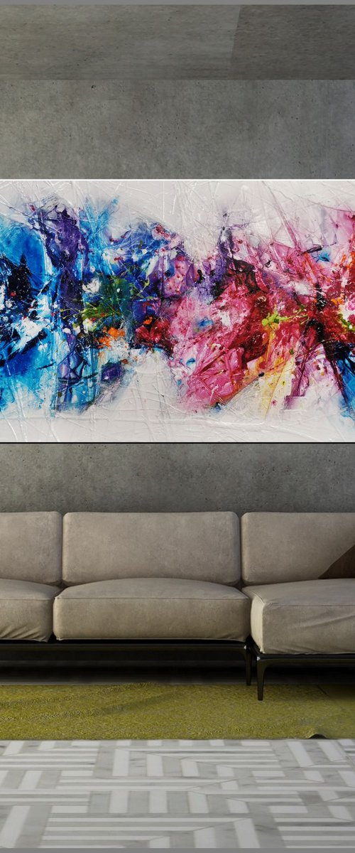 Cotton Candy Bouquet 240cm x 100cm Colourful Abstract Art by Franko