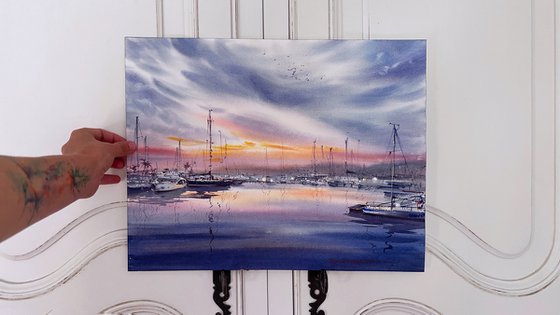 Evening harbor in Valencia