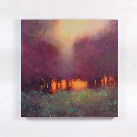 Misty Trees Sunset Plein Air