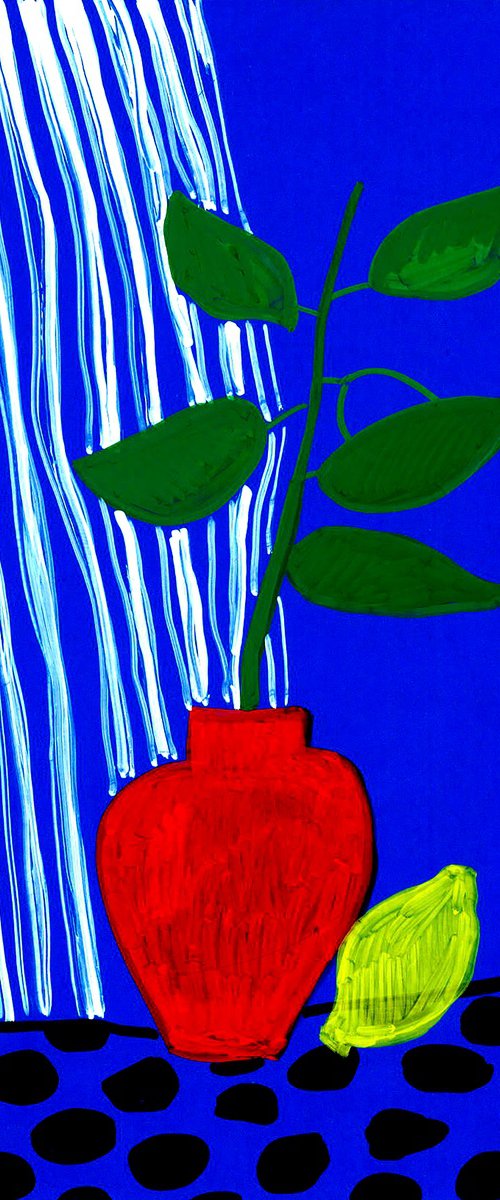 Red Vase and Lemon by Sasha Robinson