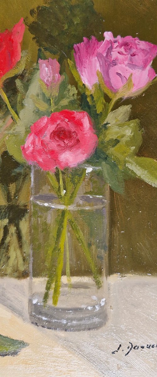 Roses in a glass by José DAOUDAL