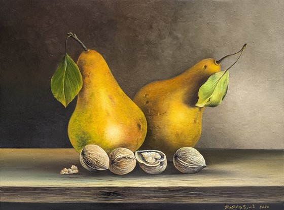 Two Pears and Walnuts