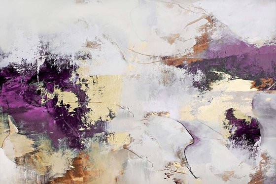 "Pink Avalanche 5" Purple gold abstract art