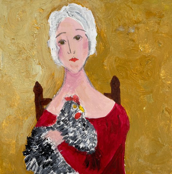 Woman Maran chicken framed