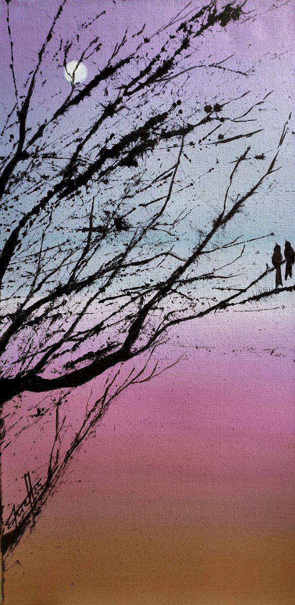 Expressive Animal Acrylic Painting By Elena Kraft, 12 X 24, A Moment Of Silence, Original Artwork