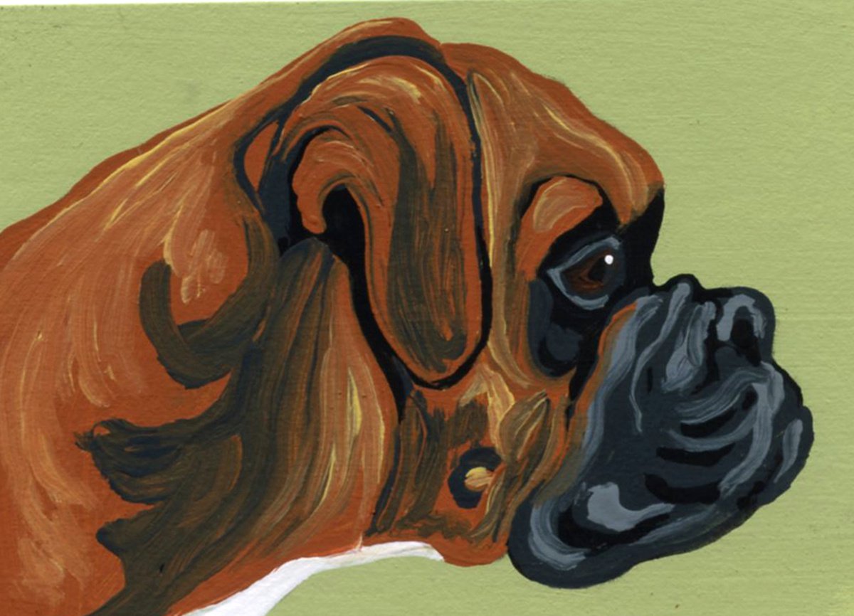 ACEO ATC Original Miniature Painting Boxer Pet Dog Art-Carla Smale by carla smale