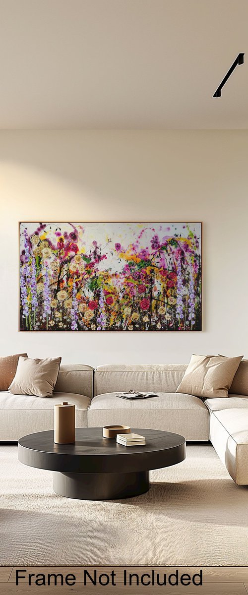 Roseberry Fields Abstract Floral Landscape by Angie Wright