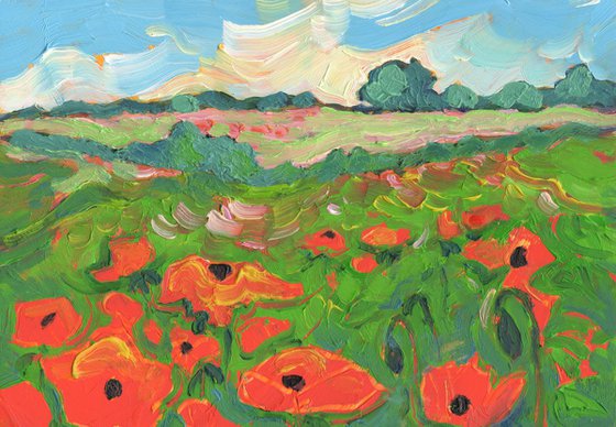 Poppies in a Norfolk Landscape