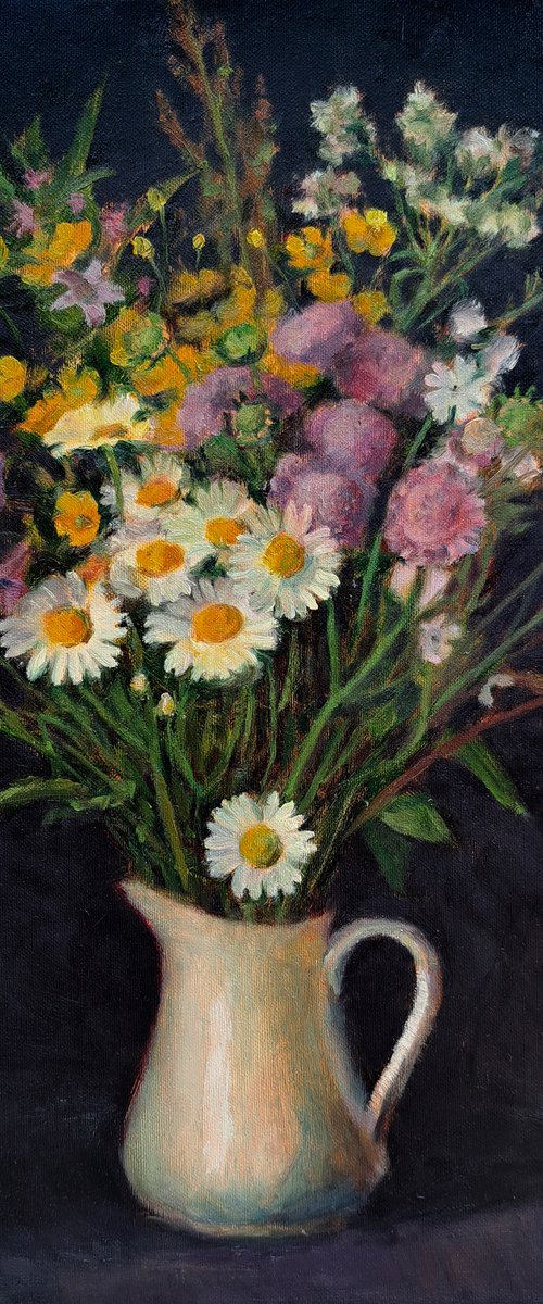 Flowers on a black background by Liudmyla Chemodanova