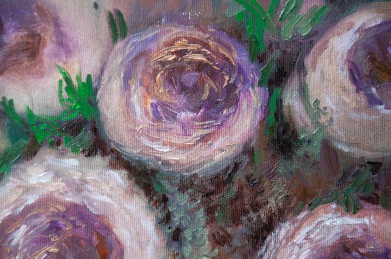 PEONY Small Flowers Still Life on Canvas