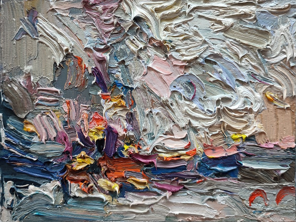 Impressionistic Landscape Oil Painting By Pavel Guliaev, 8 X 6", Lagoon, Original Artwork