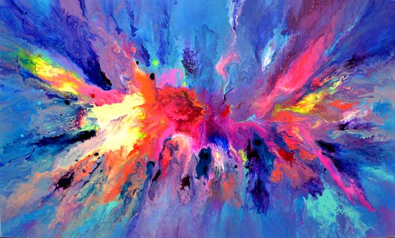 59x35.5'' FREE SHIPPING Large Ready to Hang Abstract Painting - XXXL Huge Colourful Modern Abstract Big Painting, Large Colorful Painting - Ready to Hang, Hotel and Restaurant Wall Decoration, Happy Harmony XXIII