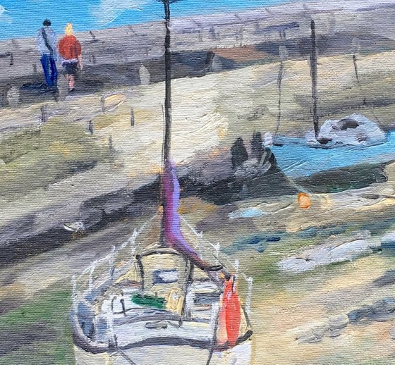Beached Yacht at Margate - an original oil painting