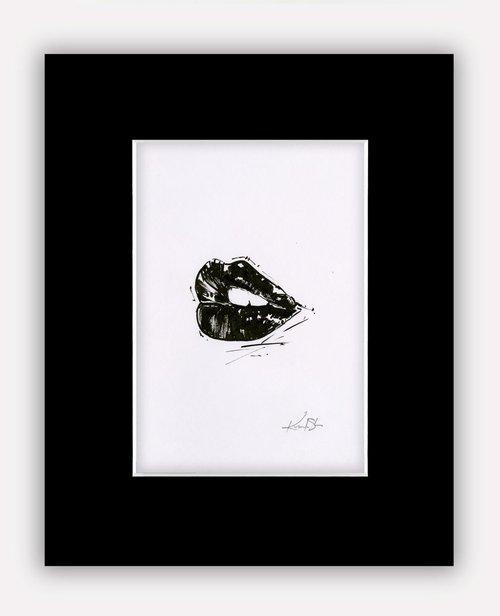 Sexy Lips 11 - Original Minimalist Ink Illustration by Kathy Morton Stanion by Kathy Morton Stanion