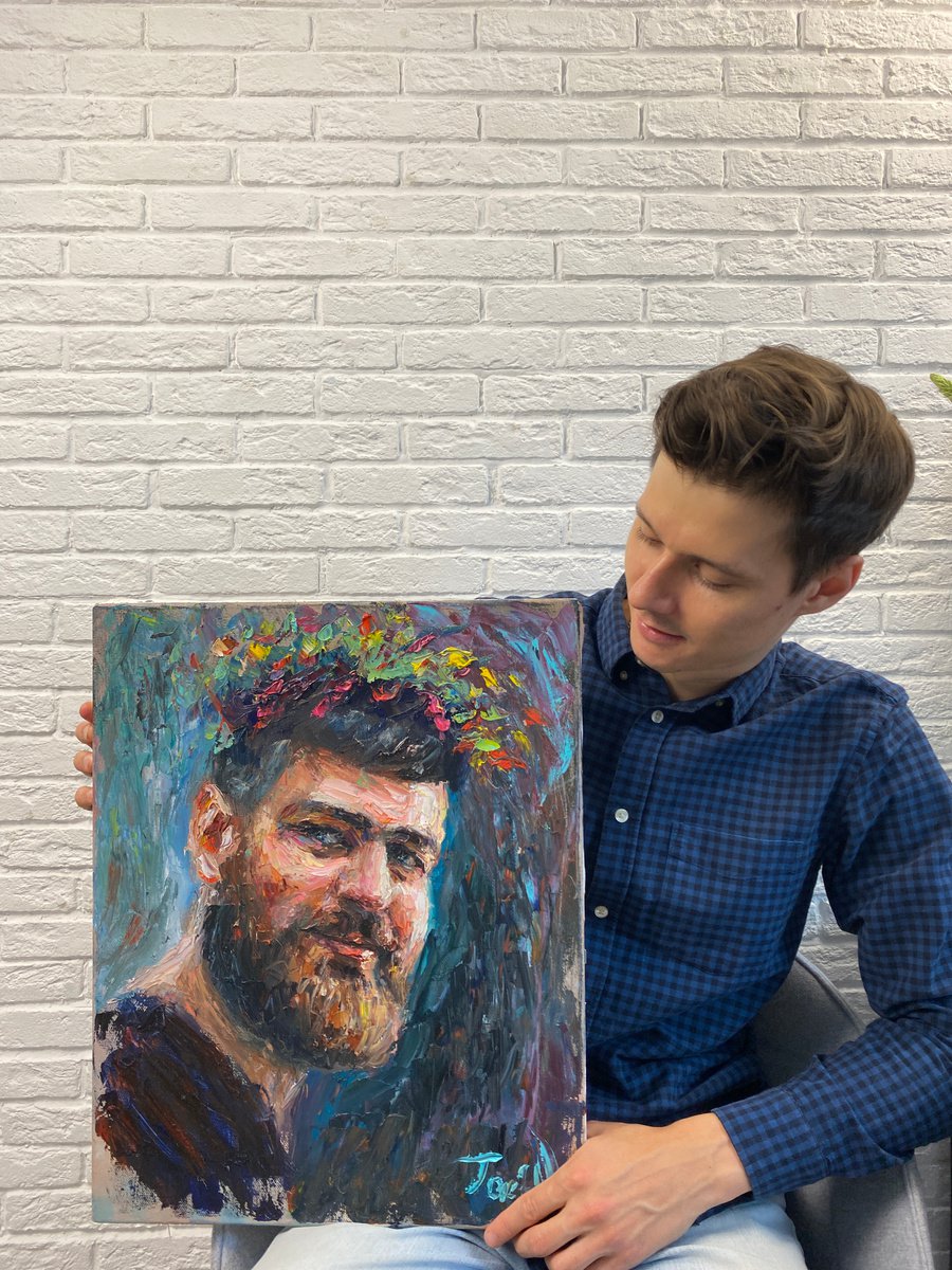 Forester portrait painting oil Original wall art by Evgeny JackPot by Evgeny Potapkin