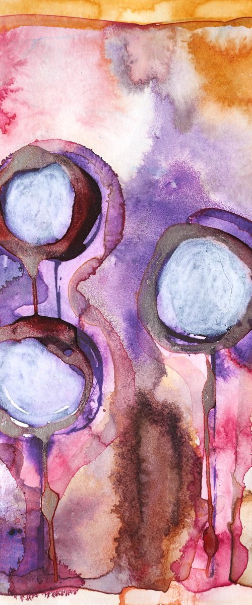 Late summer bloom - abstract watercolor by Sara Rodighiero