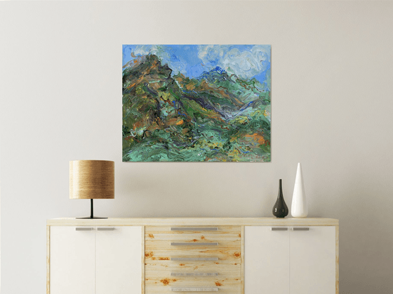 MOUNTAIN LANDSCAPE - landscape art, Caucasus, mountainscape, mountain, expressive  73x92