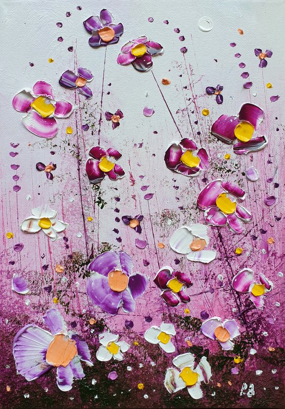 "Antique Violet Flowers in Love"