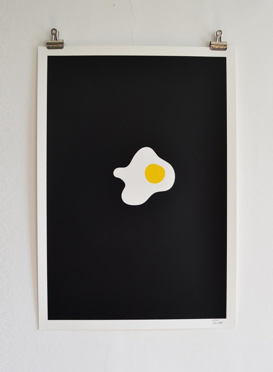 Graphic Screenprint , Fried Egg By Colour Black, 14 X 20, Artwork For Sale On Artfinder
