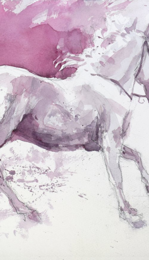 Running horse ( LIpizzaner ) 3 by Goran Žigolić Watercolors