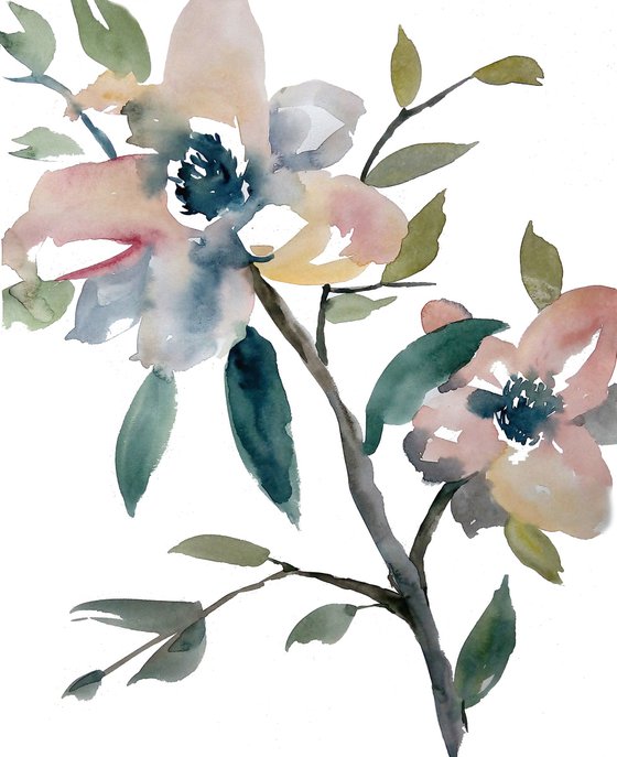 Magnolia painting. Blossoms painting