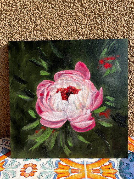 Pink Peony - Hyperrealist Floral Oil Painting