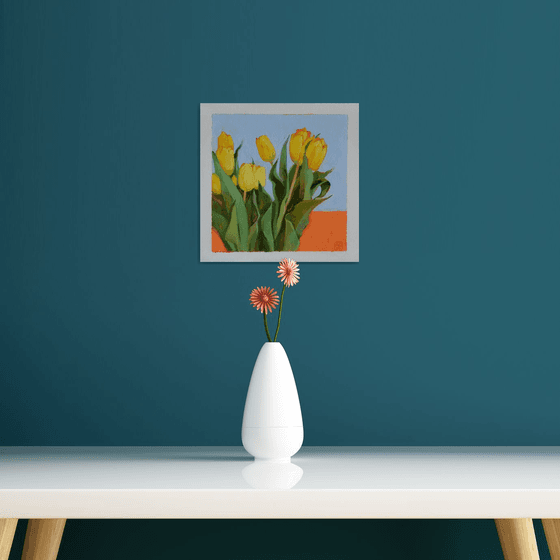 Yellow Tulips on Orange