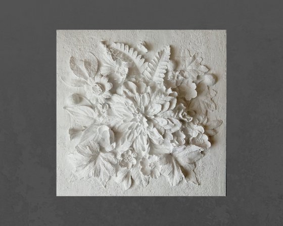 sculptural wall art "Composition with a large flower"