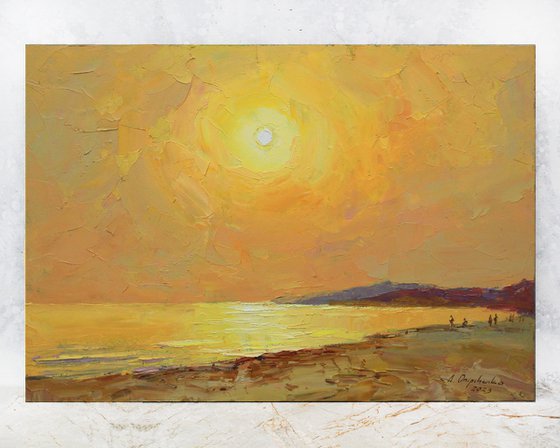 Sunset in yellow seascape