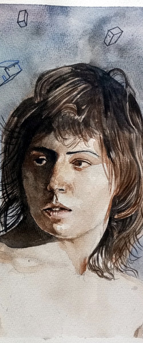 Woman and houses by paolo beneforti