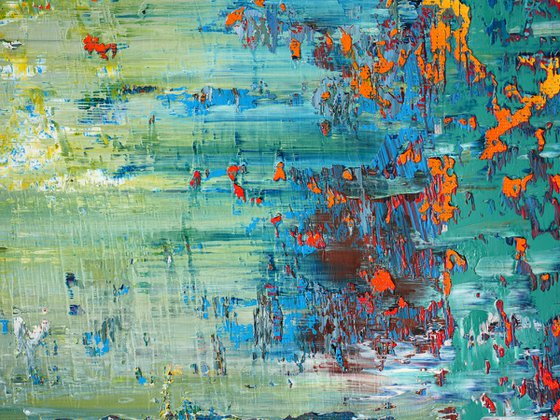 80x75cm Original abstract painting Green canvas art