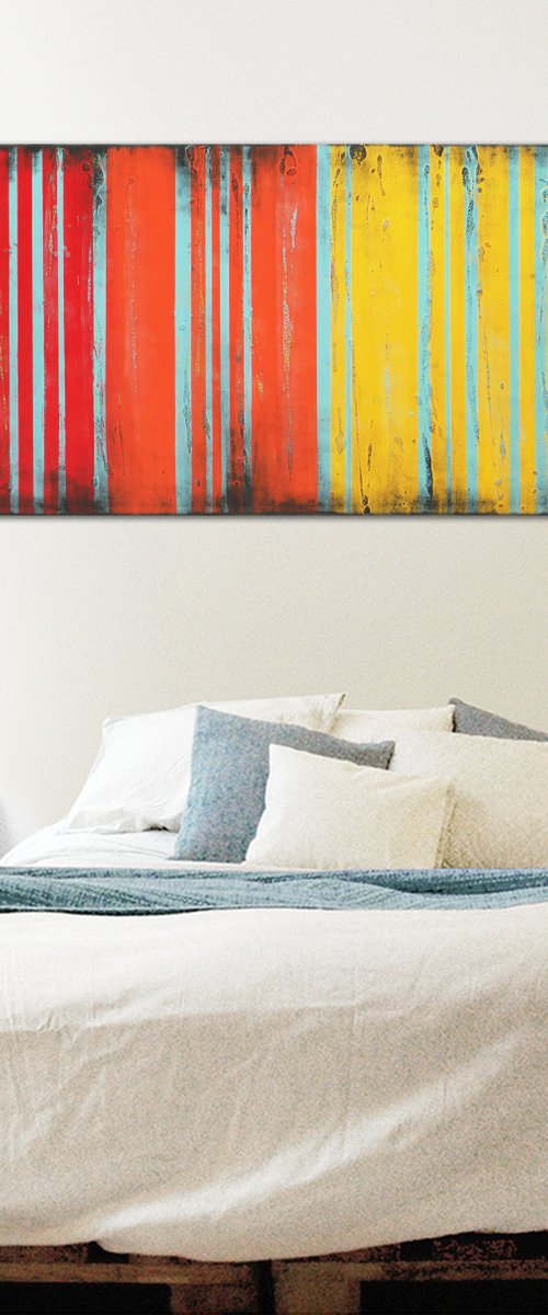 Abstract Painting - Orange Lined Landscape - Ronald Hunter - 21F by Ronald Hunter