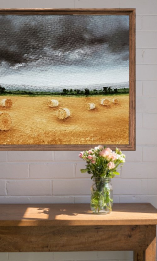 The end of the Harvest, Hay Bales on Field by Nella Alao